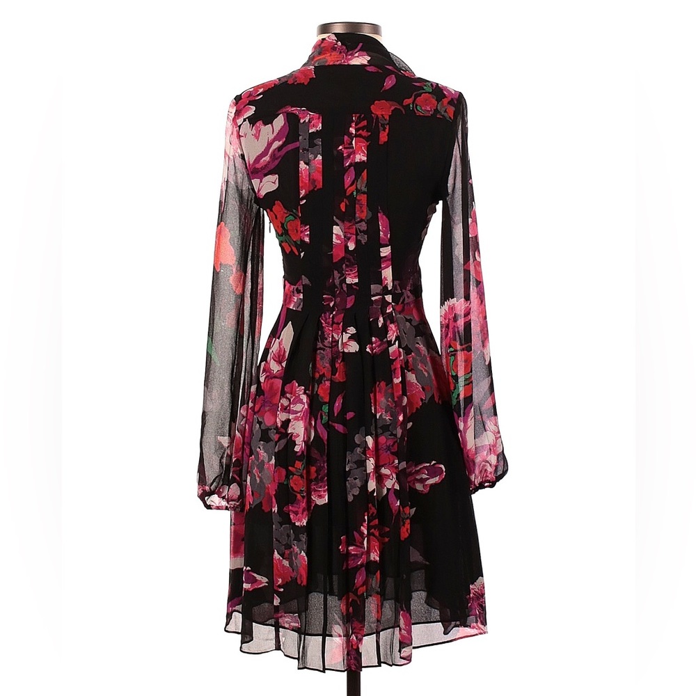 ๐ Kirna Zabete for Target Floral Chiffon Red & Black Long Sleeve Dress, Size S - Picture 6 of 14
